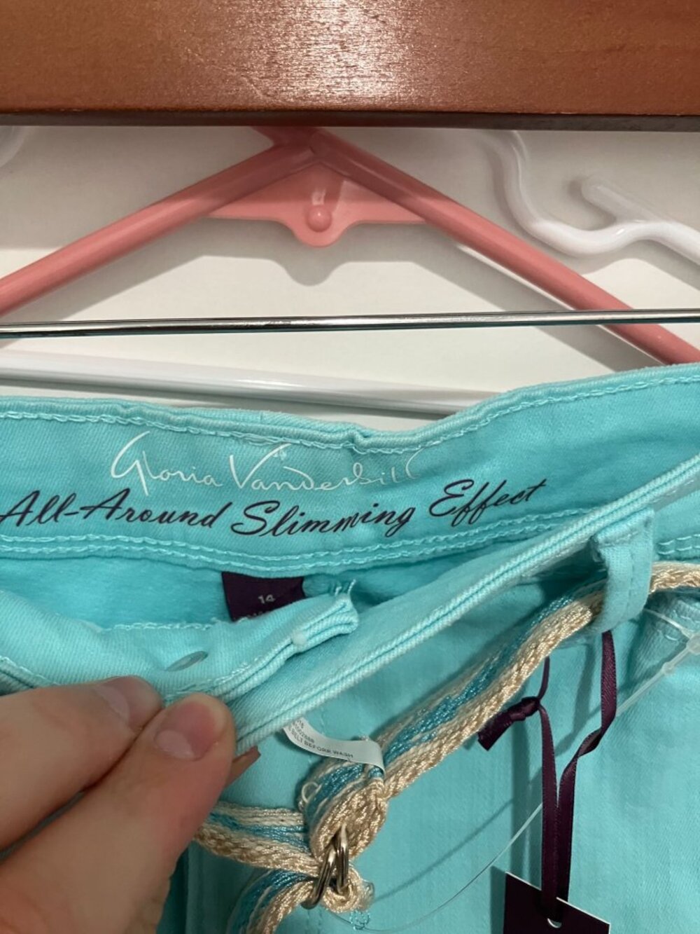 Gloria Vanderbilt Women's Lillian Belted Skimmer, Aqua Sky, Size 14, NWT - Picture 3 of 3